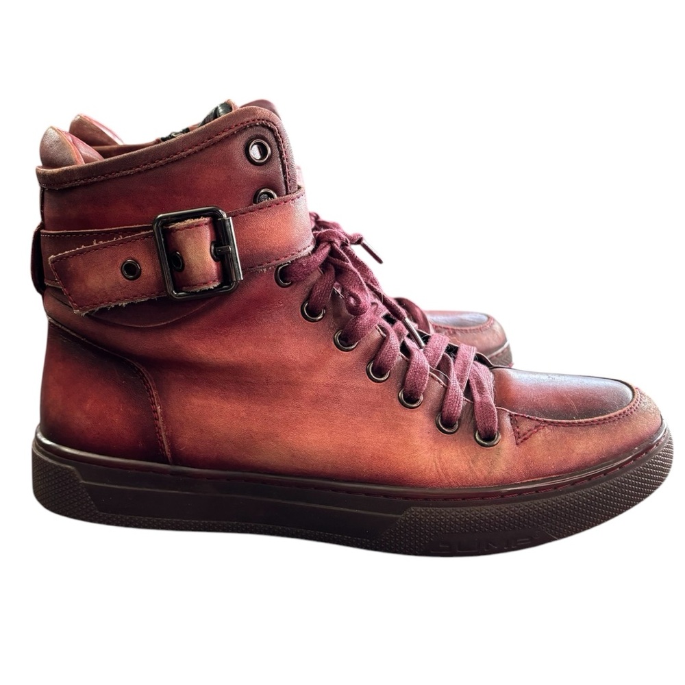 JUMP maroon/red  leather hi top sneaker 8